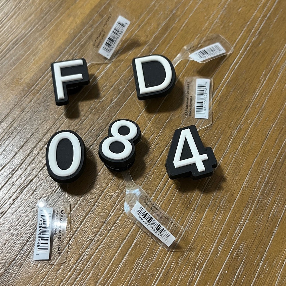 Black and White Alphabet and Number CROCS Jibbitz charm